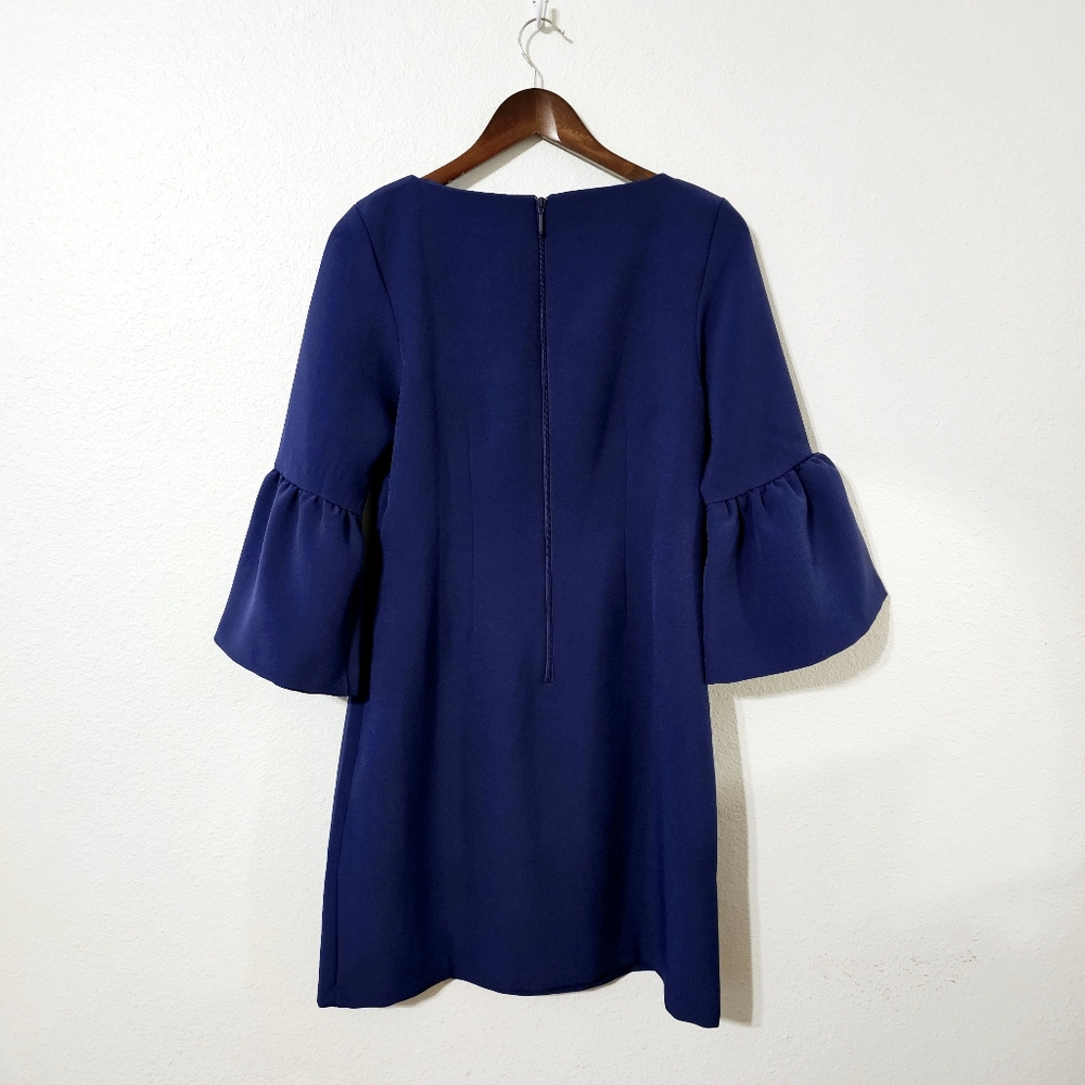 Vesper dress size 12 blue 3/4 bell sleeves sheath - Picture 6 of 9